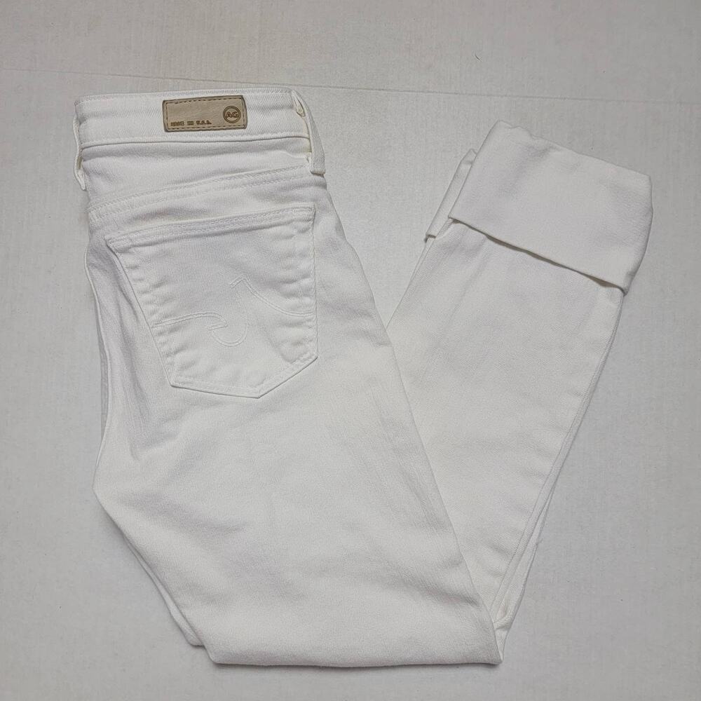 Adriano Goldschmied White Premiere Cuff Crop Skinny Straight Crop SZ 26